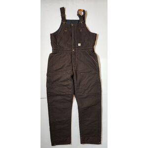 Carhartt Women’s Washed Duck Insulated Bib Overalls XL 16–18 Dark Brown